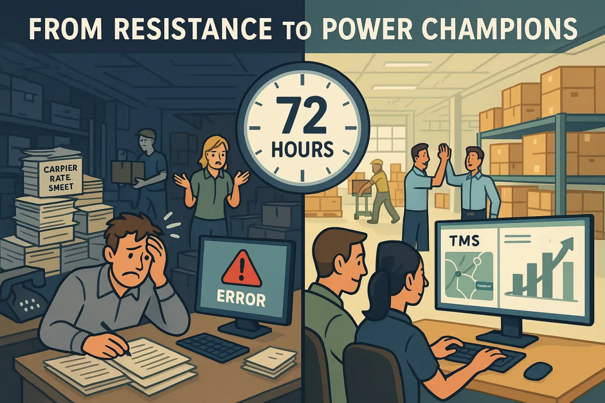 TMS User Adoption Crisis: The 72-Hour Change Management Protocol That Converts 85% of Resistant Users Into Power Champions